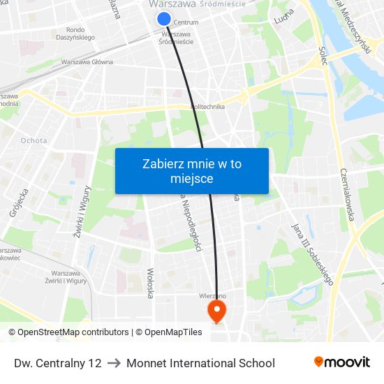 Dw. Centralny 12 to Monnet International School map