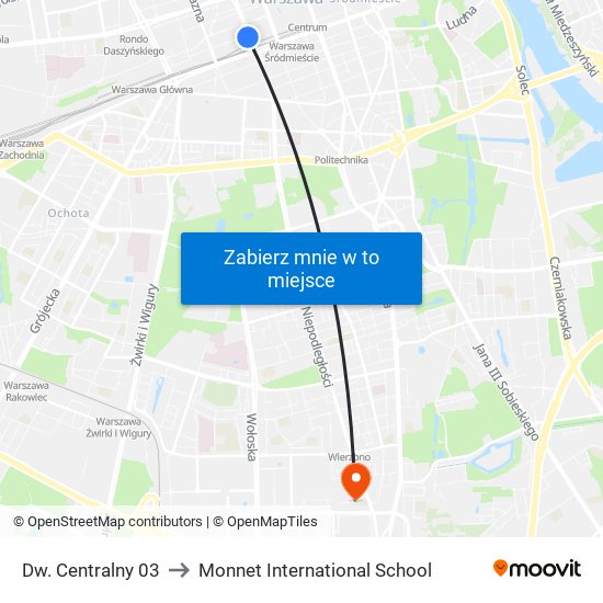 Dw. Centralny 03 to Monnet International School map