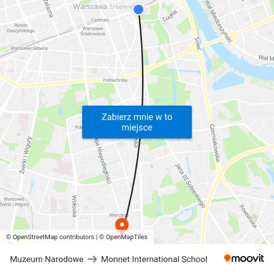 Muzeum Narodowe to Monnet International School map