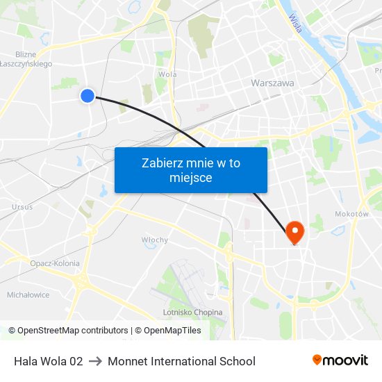 Hala Wola 02 to Monnet International School map