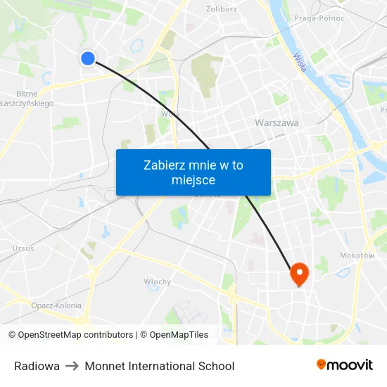 Radiowa to Monnet International School map