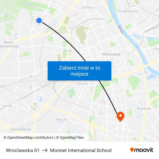 Wrocławska 01 to Monnet International School map