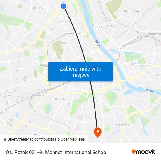 Os. Potok to Monnet International School map