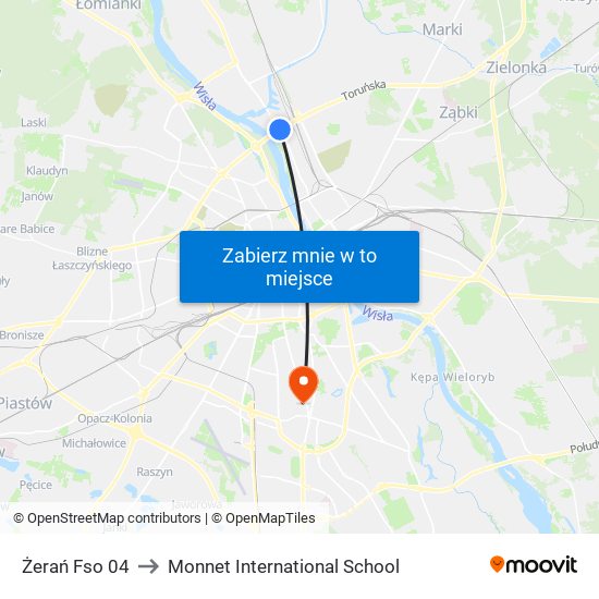 Żerań Fso 04 to Monnet International School map