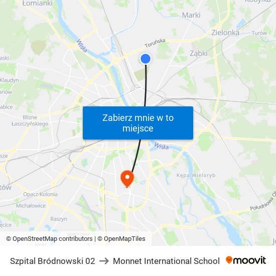 Szpital Bródnowski 02 to Monnet International School map