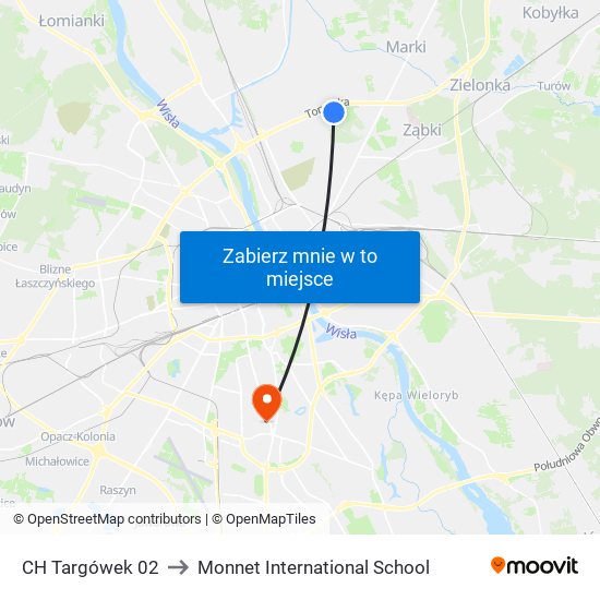 CH Targówek 02 to Monnet International School map