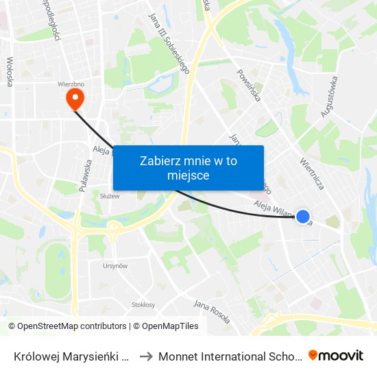 Królowej Marysieńki 02 to Monnet International School map