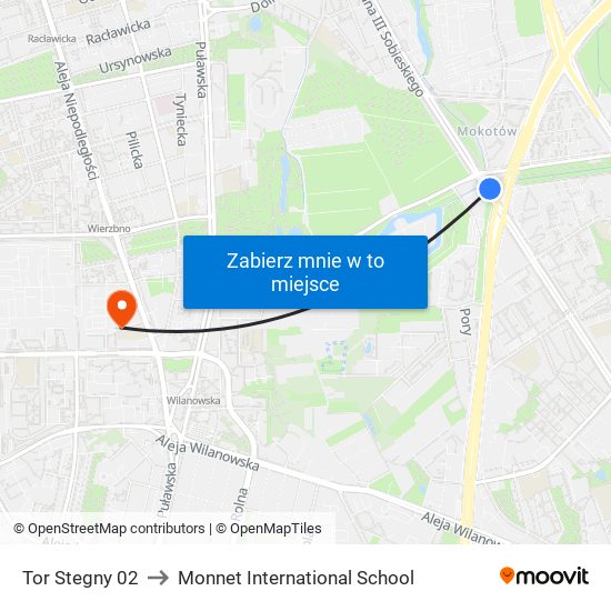 Tor Stegny 02 to Monnet International School map