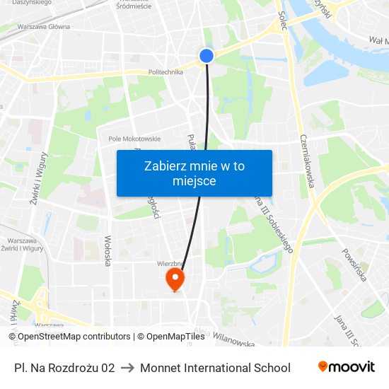 Pl. Na Rozdrożu to Monnet International School map