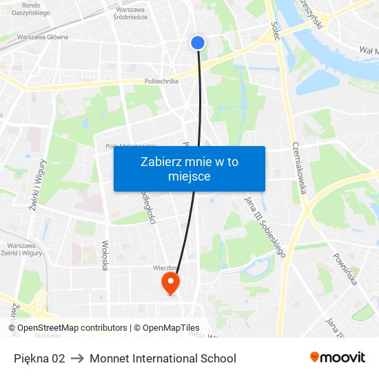 Piękna 02 to Monnet International School map