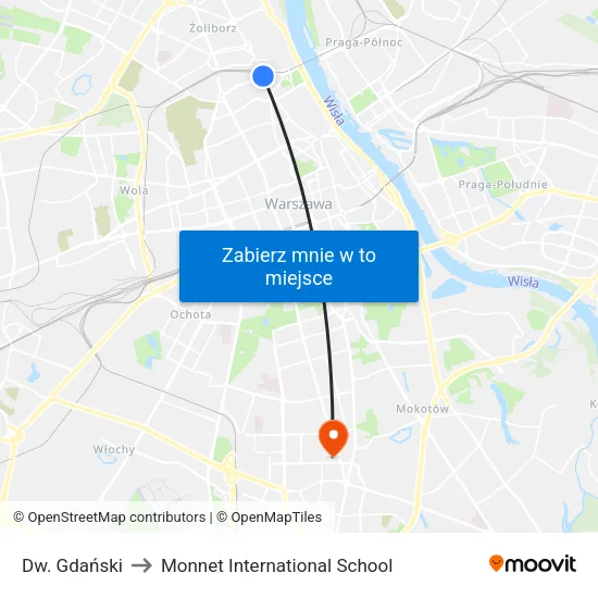 Dw. Gdański to Monnet International School map