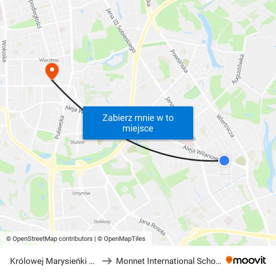 Królowej Marysieńki to Monnet International School map