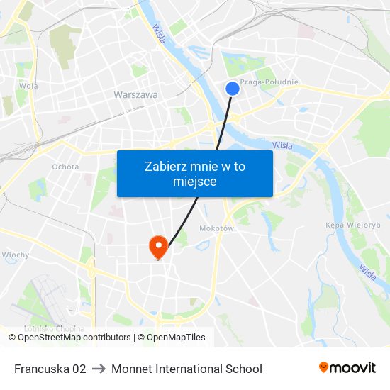 Francuska 02 to Monnet International School map