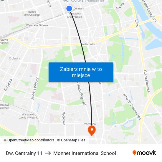 Dw. Centralny 11 to Monnet International School map