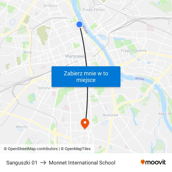 Sanguszki 01 to Monnet International School map