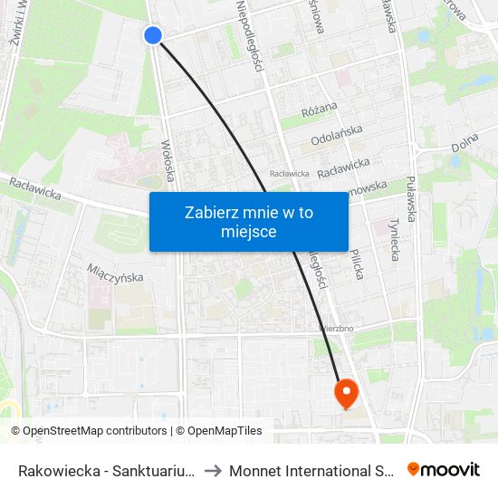 Rakowiecka - Sanktuarium 02 to Monnet International School map