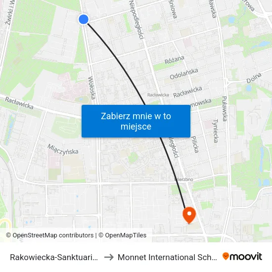 Rakowiecka - Sanktuarium to Monnet International School map