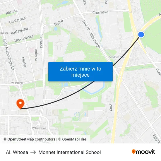 Al. Witosa to Monnet International School map