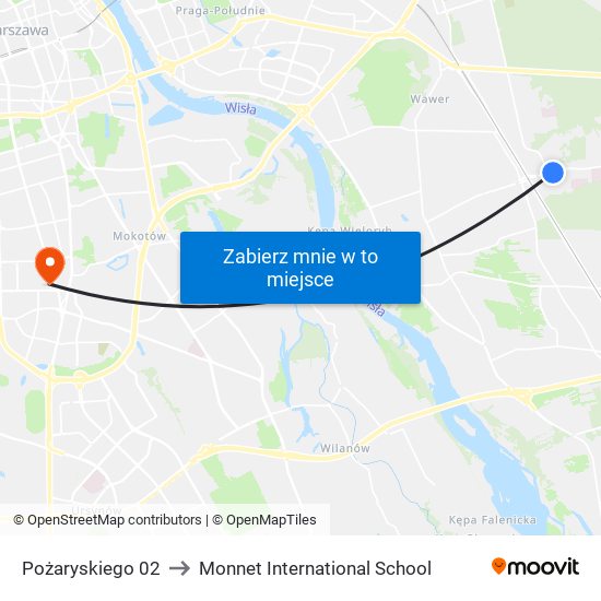 Pożaryskiego 02 to Monnet International School map