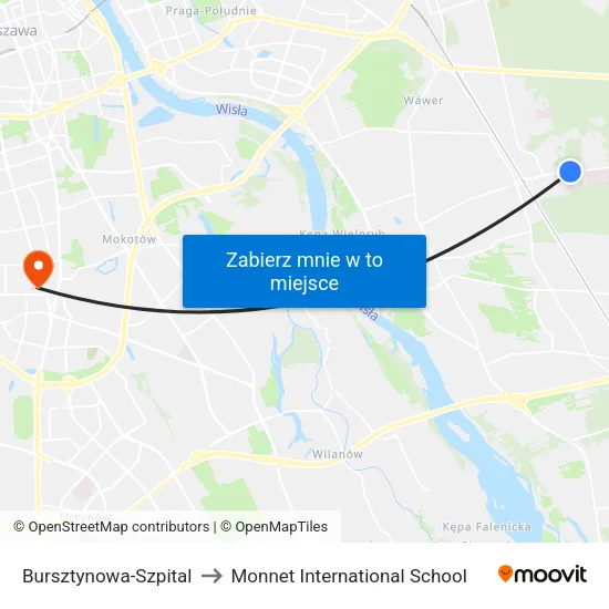 Bursztynowa - Szpital to Monnet International School map