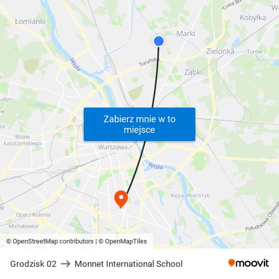 Grodzisk 02 to Monnet International School map