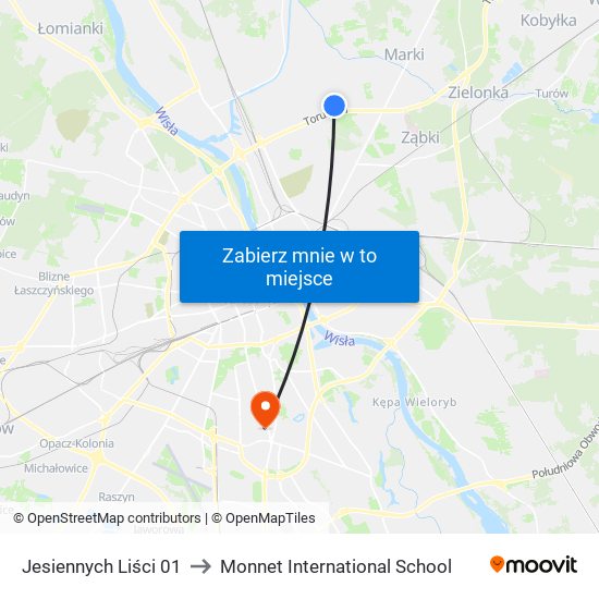 Jesiennych Liści 01 to Monnet International School map