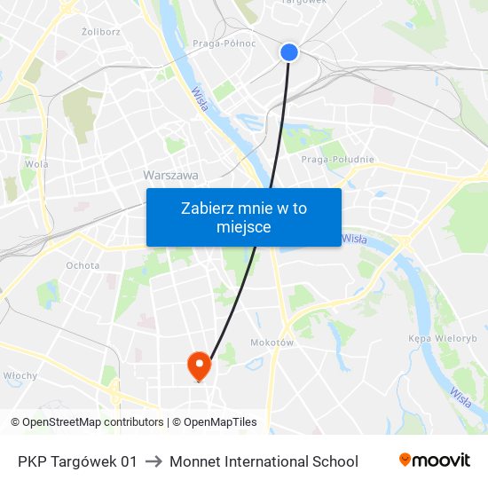 PKP Targówek 01 to Monnet International School map