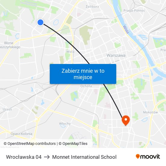 Wrocławska to Monnet International School map