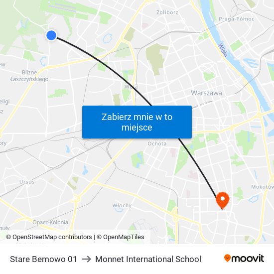 Stare Bemowo 01 to Monnet International School map