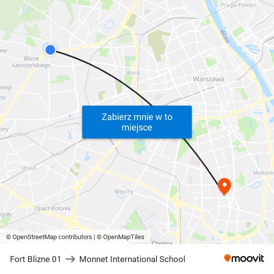 Fort Blizne 01 to Monnet International School map