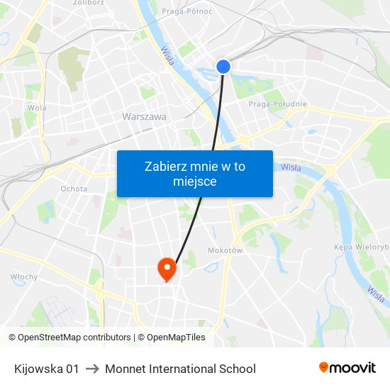 Kijowska 01 to Monnet International School map