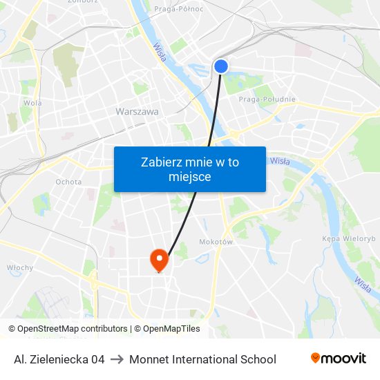 Al. Zieleniecka 04 to Monnet International School map