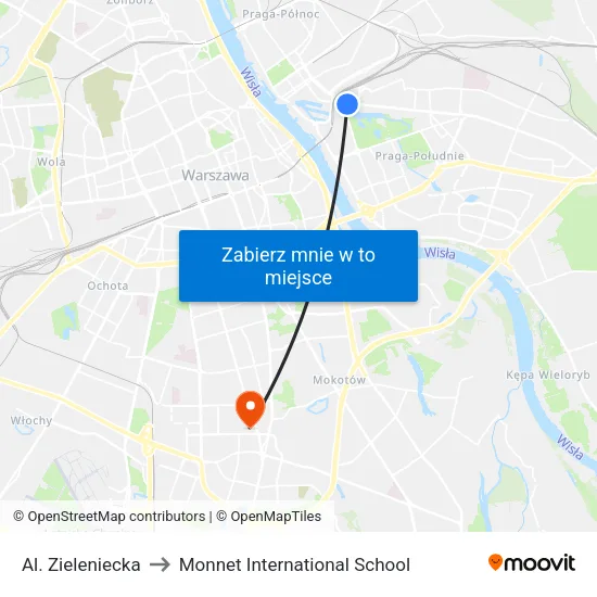 Al. Zieleniecka to Monnet International School map