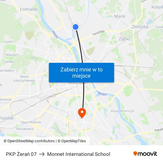 PKP Żerań 07 to Monnet International School map