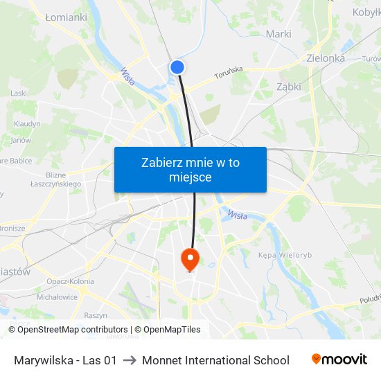 Marywilska-Las to Monnet International School map