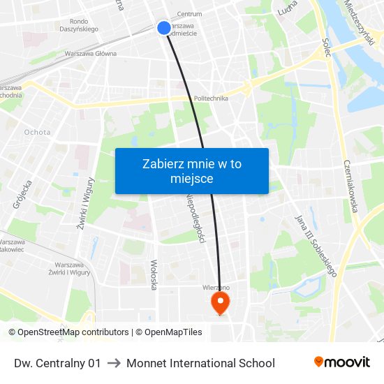 Dw. Centralny to Monnet International School map