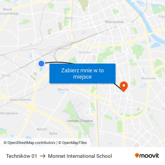 Techników 01 to Monnet International School map