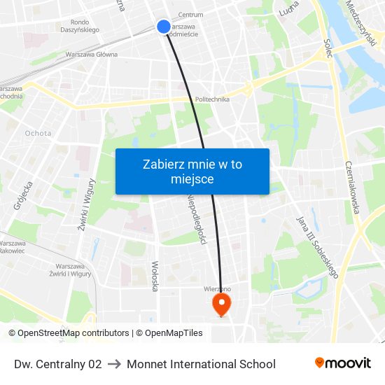 Dw. Centralny 02 to Monnet International School map