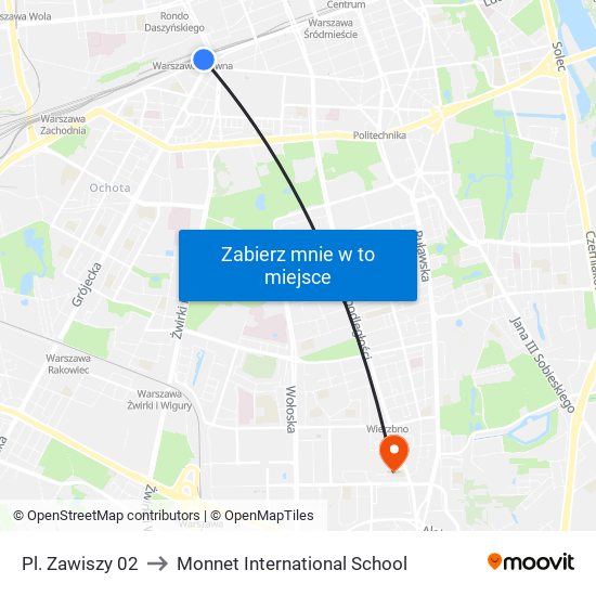 Pl. Zawiszy 02 to Monnet International School map