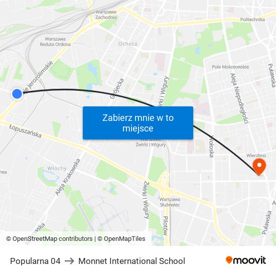 Popularna 04 to Monnet International School map