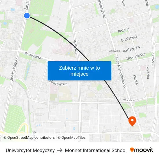 Uniwersytet Medyczny to Monnet International School map