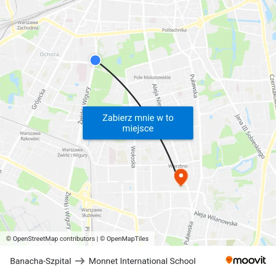Banacha - Szpital to Monnet International School map