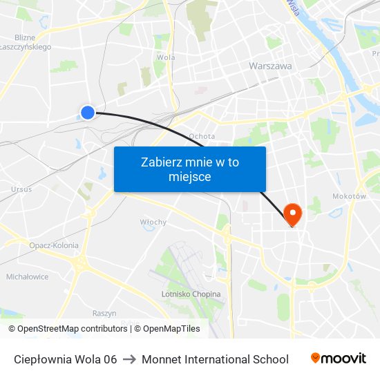 Ciepłownia Wola 06 to Monnet International School map