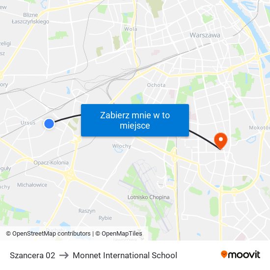 Szancera 02 to Monnet International School map