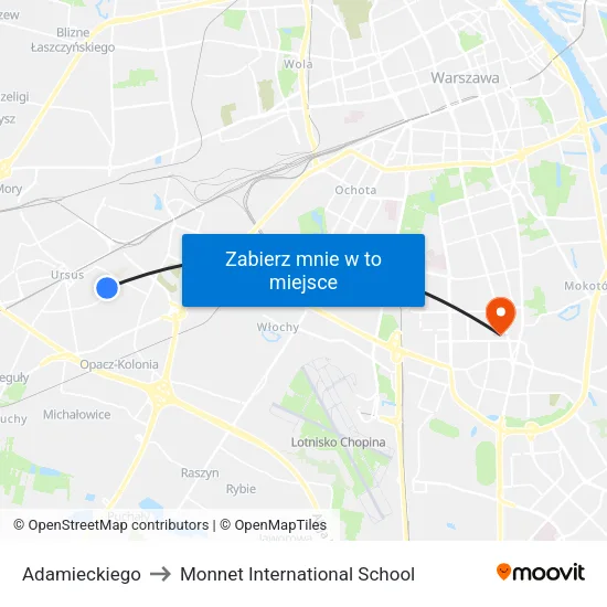 Adamieckiego to Monnet International School map