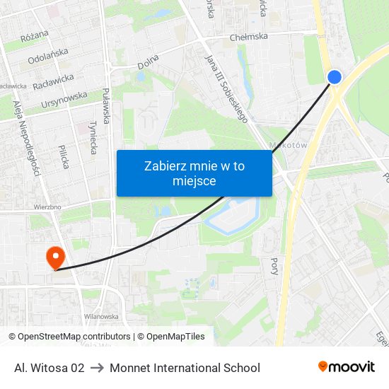 Al. Witosa 02 to Monnet International School map