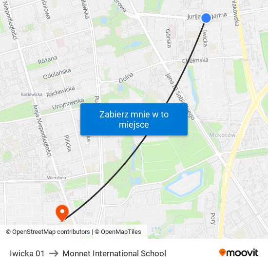 Iwicka 01 to Monnet International School map