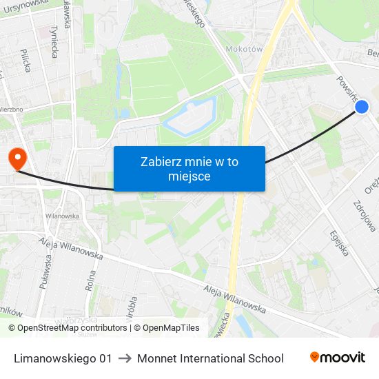 Limanowskiego 01 to Monnet International School map