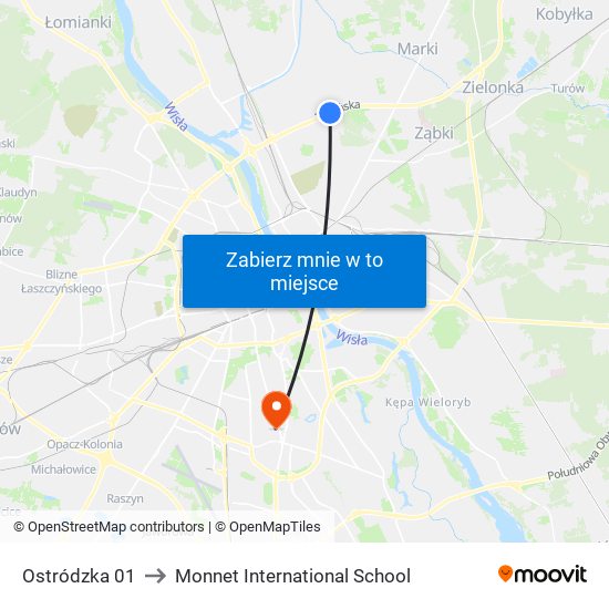 Ostródzka to Monnet International School map