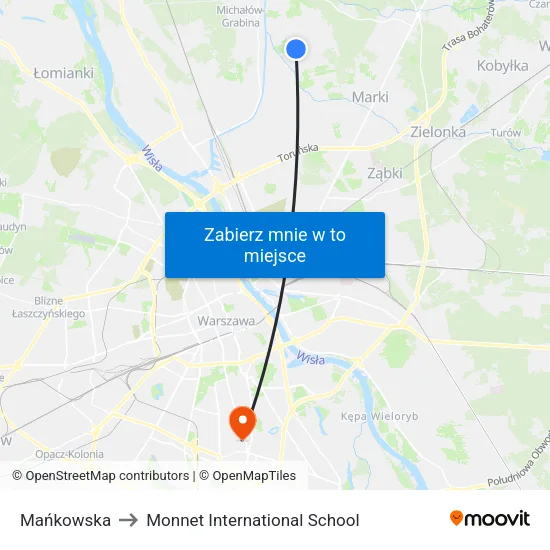 Mańkowska to Monnet International School map